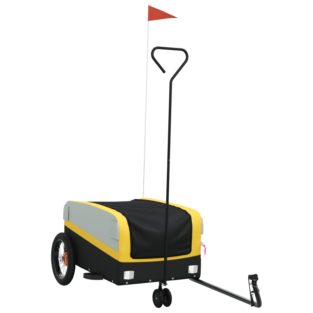 vidaXL Przyczepka rowerowa, czarno-żółta, 30 kg, żelazo
