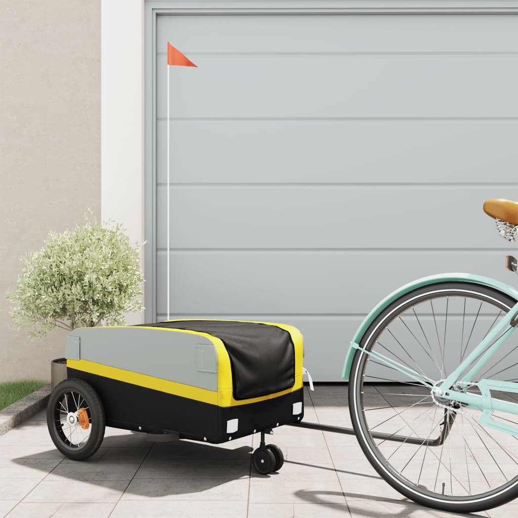 vidaXL Przyczepka rowerowa, czarno-żółta, 30 kg, żelazo