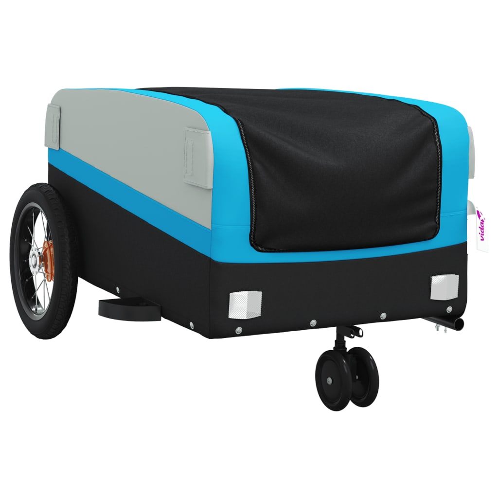 vidaXL Przyczepka rowerowa, czarno-niebieska, 30 kg, żelazo