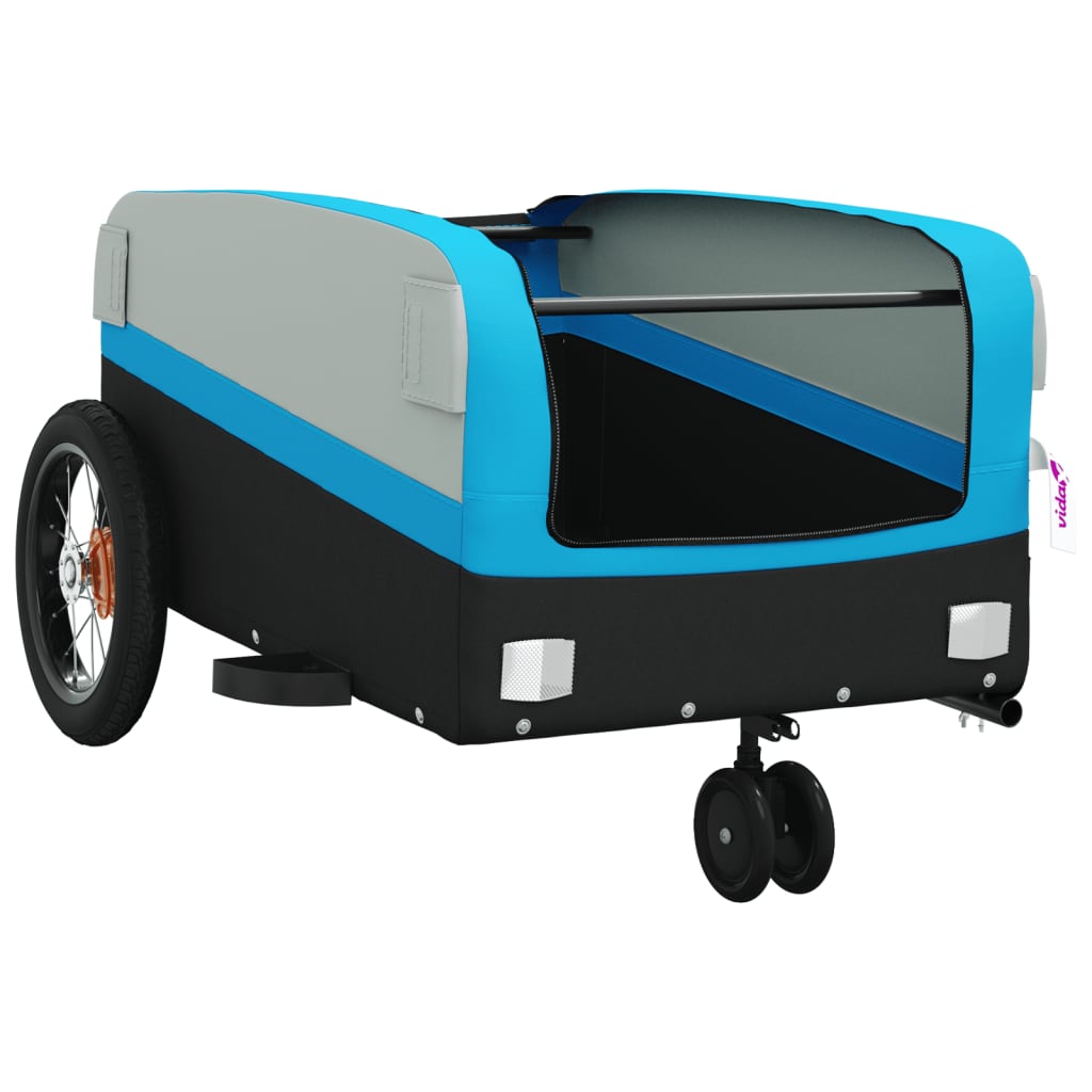 vidaXL Przyczepka rowerowa, czarno-niebieska, 30 kg, żelazo
