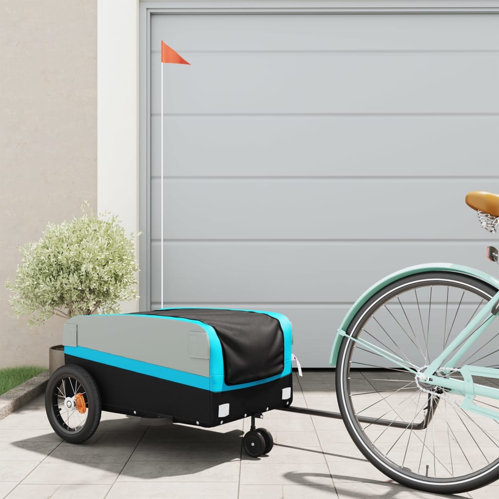vidaXL Przyczepka rowerowa, czarno-niebieska, 30 kg, żelazo