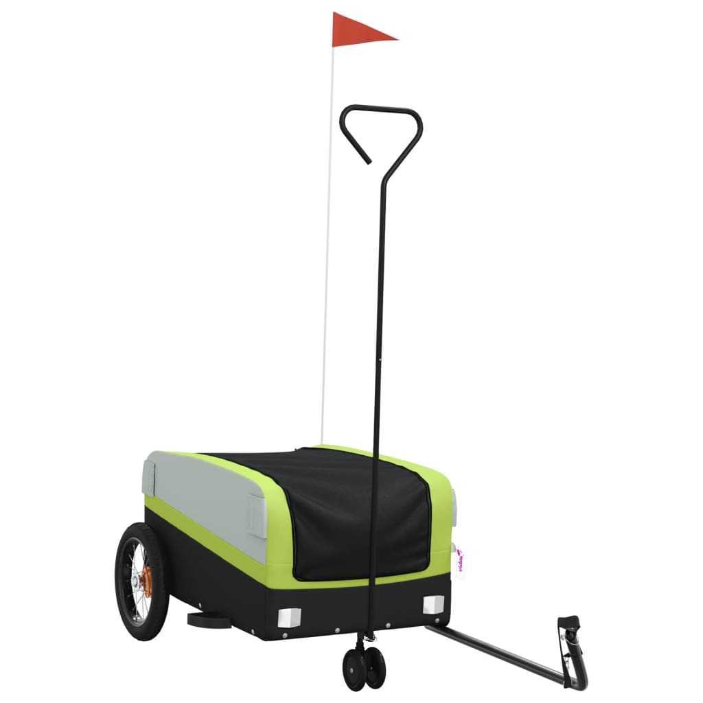 vidaXL Przyczepka rowerowa, czarno-zielona, 30 kg, żelazo