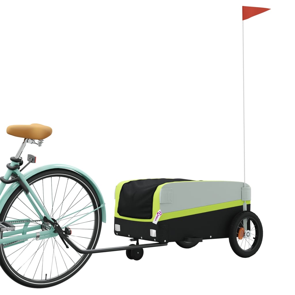 vidaXL Przyczepka rowerowa, czarno-zielona, 30 kg, żelazo