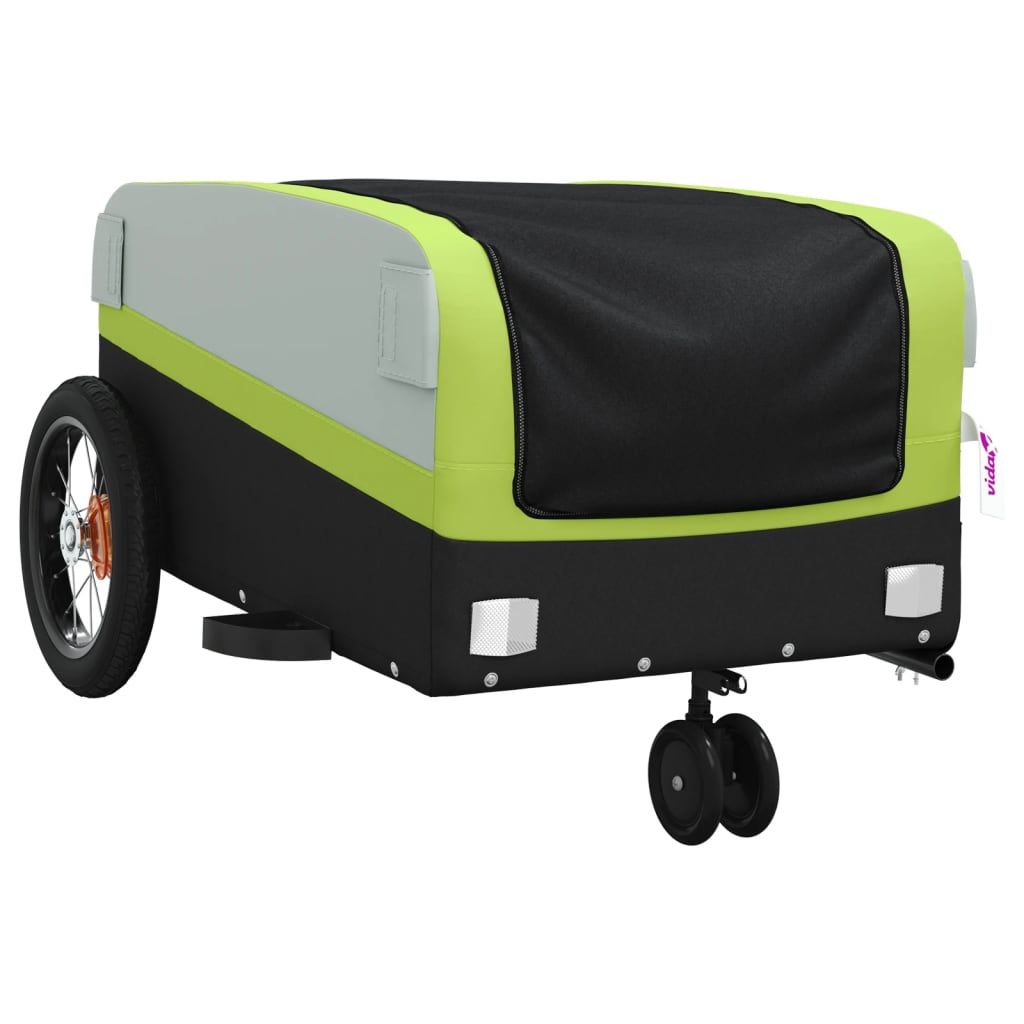 vidaXL Przyczepka rowerowa, czarno-zielona, 30 kg, żelazo