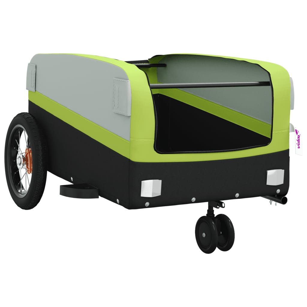 vidaXL Przyczepka rowerowa, czarno-zielona, 30 kg, żelazo