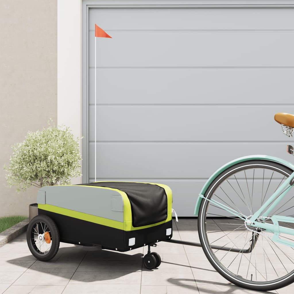 vidaXL Przyczepka rowerowa, czarno-zielona, 30 kg, żelazo