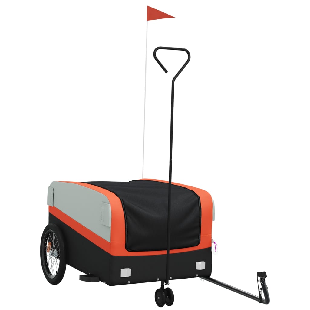 vidaXL Przyczepka rowerowa, czarno-pomarańczowa, 45 kg, żelazo