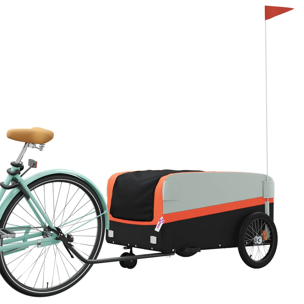 vidaXL Przyczepka rowerowa, czarno-pomarańczowa, 45 kg, żelazo