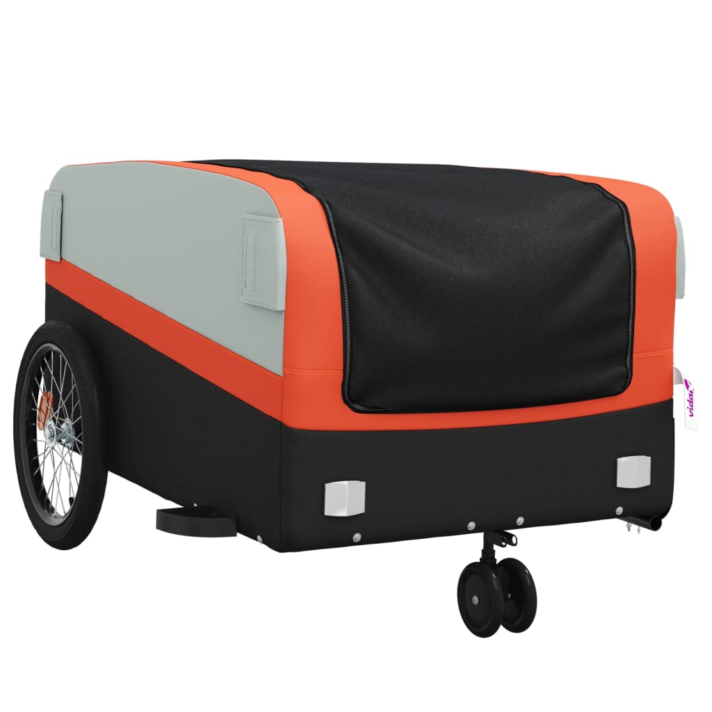 vidaXL Przyczepka rowerowa, czarno-pomarańczowa, 45 kg, żelazo