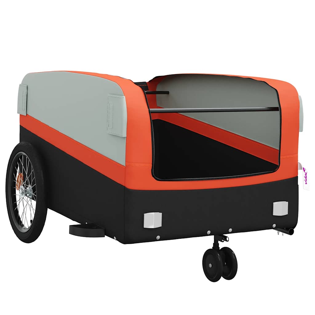 vidaXL Przyczepka rowerowa, czarno-pomarańczowa, 45 kg, żelazo