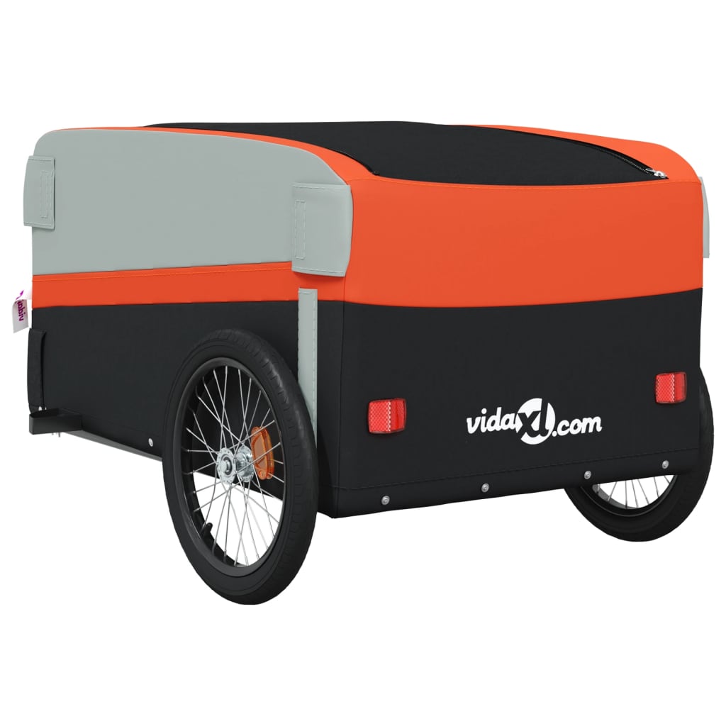 vidaXL Przyczepka rowerowa, czarno-pomarańczowa, 45 kg, żelazo