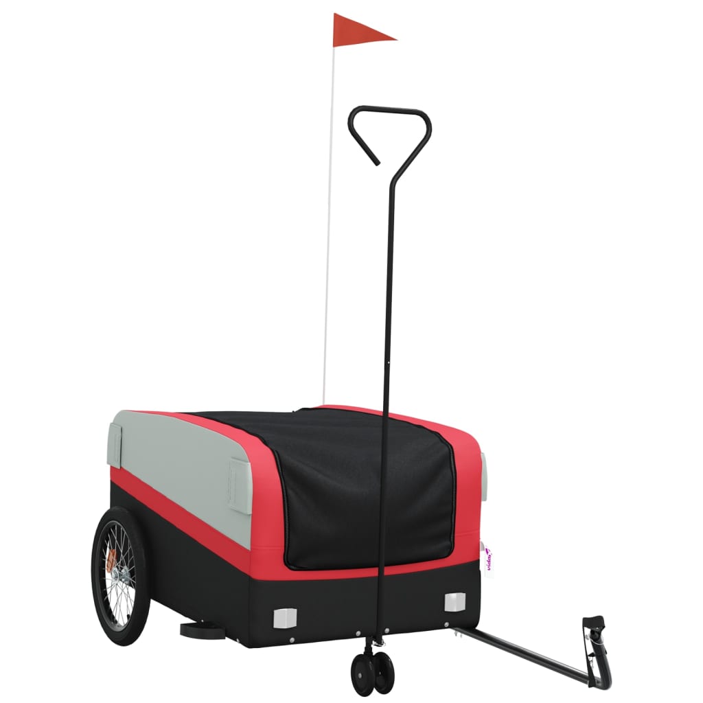 vidaXL Przyczepka rowerowa, czarno-czerwona, 45 kg, żelazo