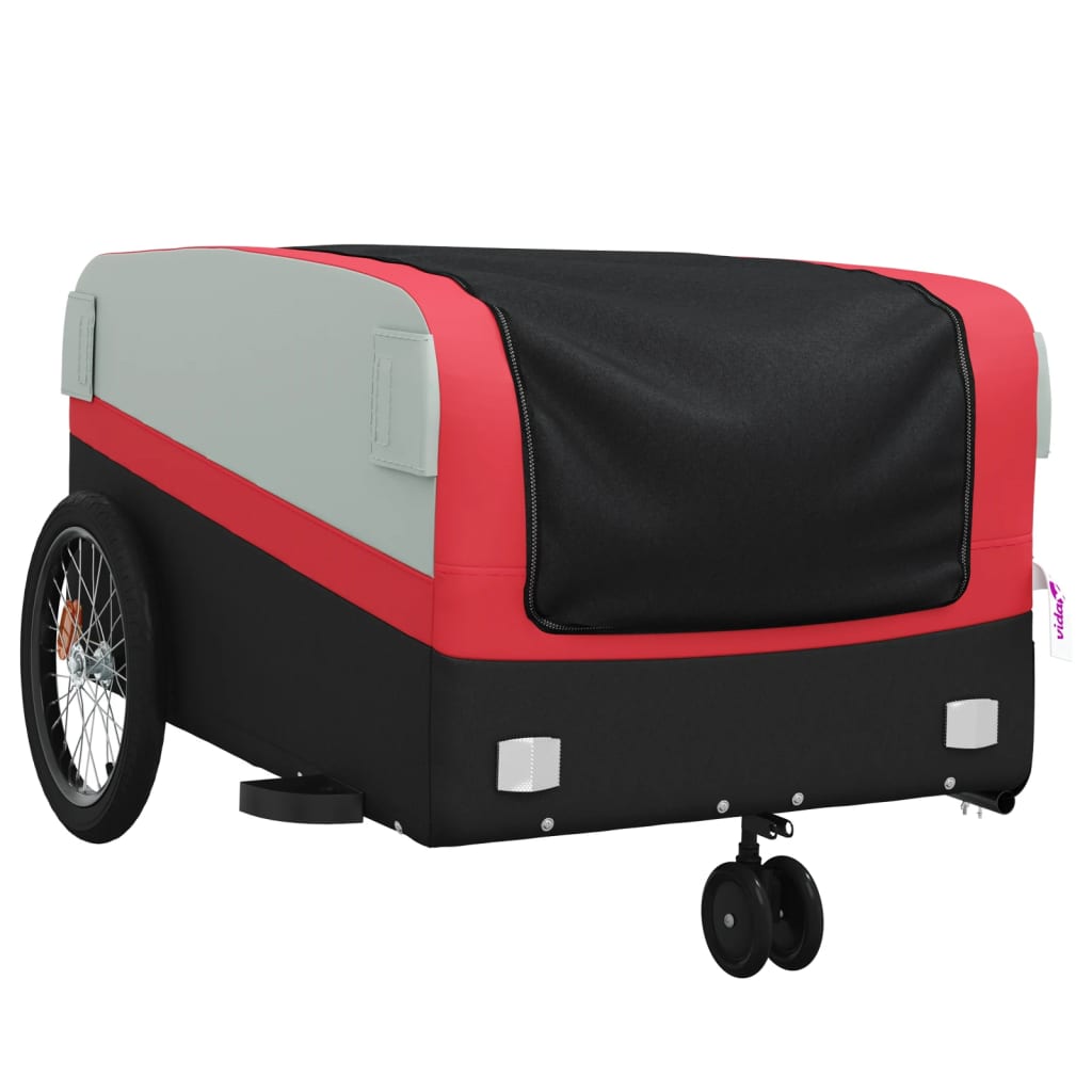 vidaXL Przyczepka rowerowa, czarno-czerwona, 45 kg, żelazo
