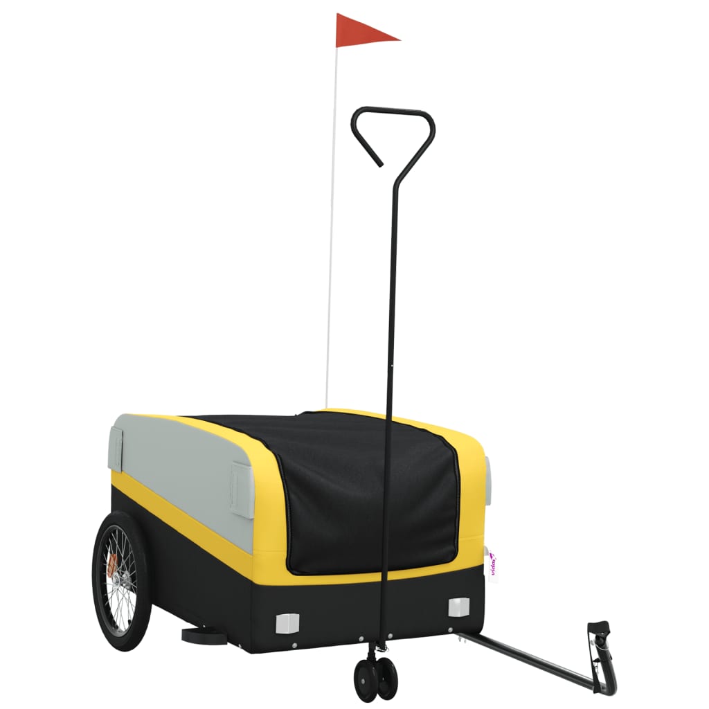 vidaXL Przyczepka rowerowa, czarno-żółta, 45 kg, żelazo