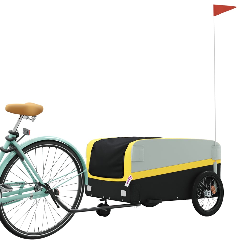 vidaXL Przyczepka rowerowa, czarno-żółta, 45 kg, żelazo