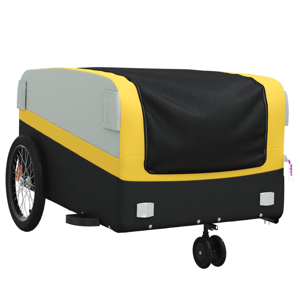 vidaXL Przyczepka rowerowa, czarno-żółta, 45 kg, żelazo