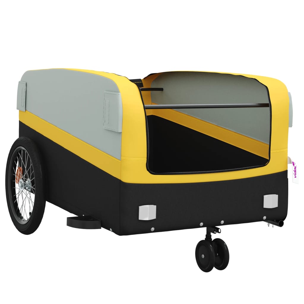 vidaXL Przyczepka rowerowa, czarno-żółta, 45 kg, żelazo