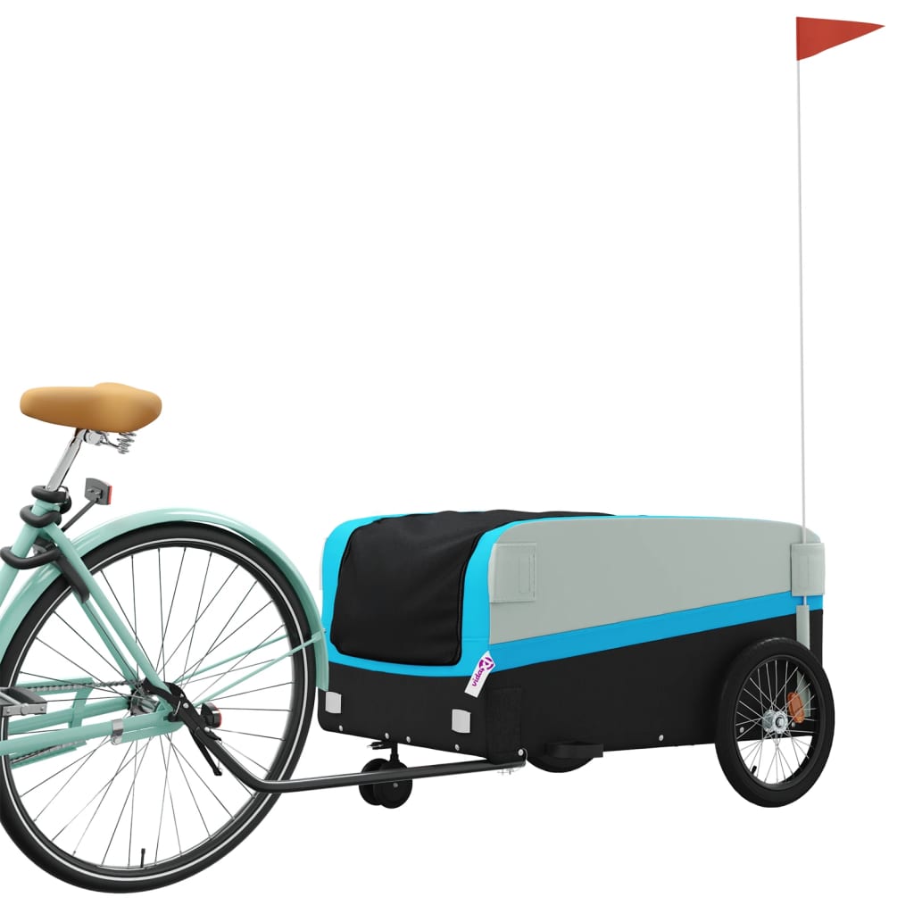 vidaXL Przyczepka rowerowa, czarno-niebieska, 45 kg, żelazo