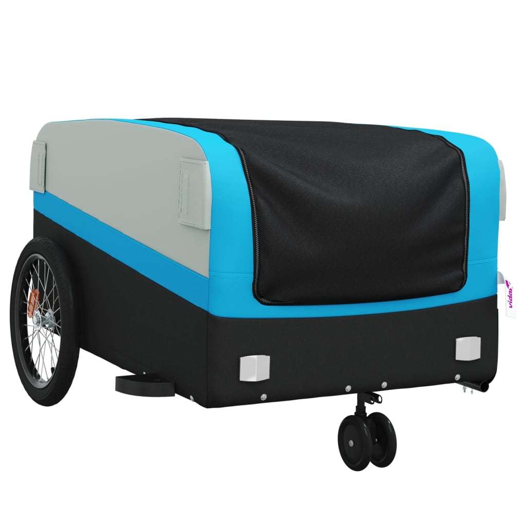 vidaXL Przyczepka rowerowa, czarno-niebieska, 45 kg, żelazo