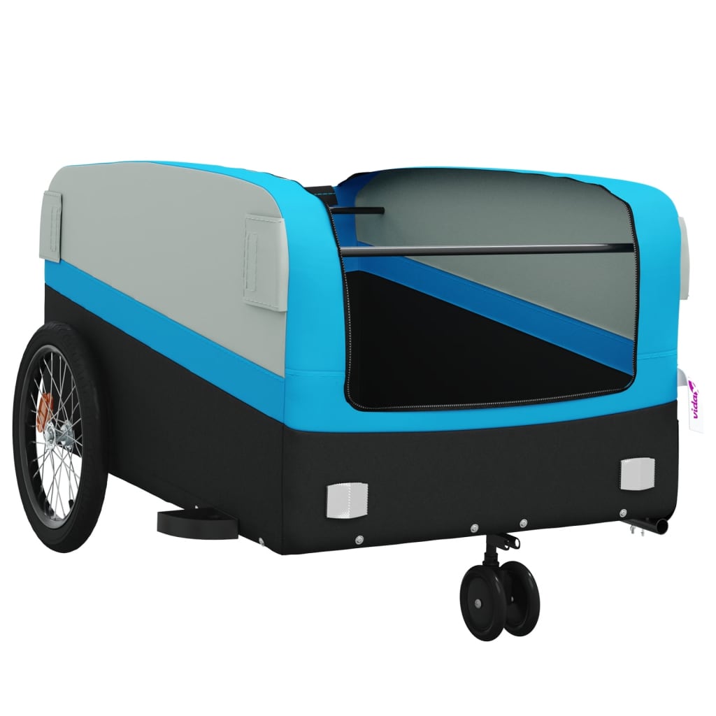 vidaXL Przyczepka rowerowa, czarno-niebieska, 45 kg, żelazo