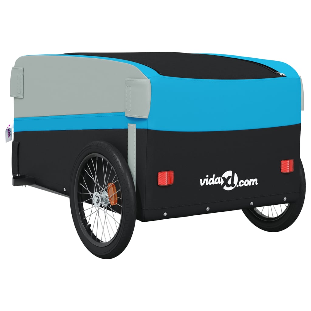 vidaXL Przyczepka rowerowa, czarno-niebieska, 45 kg, żelazo