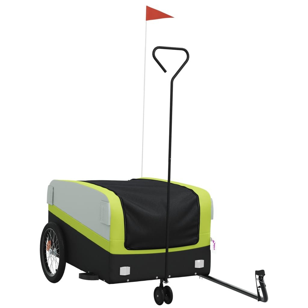 vidaXL Przyczepka rowerowa, czarno-zielona, 45 kg, żelazo