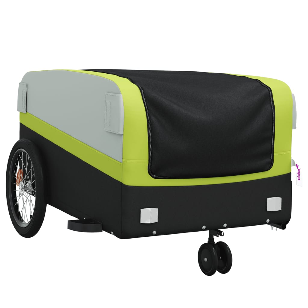 vidaXL Przyczepka rowerowa, czarno-zielona, 45 kg, żelazo