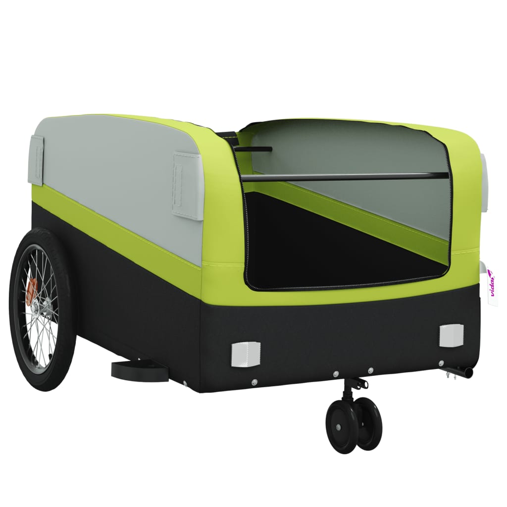 vidaXL Przyczepka rowerowa, czarno-zielona, 45 kg, żelazo