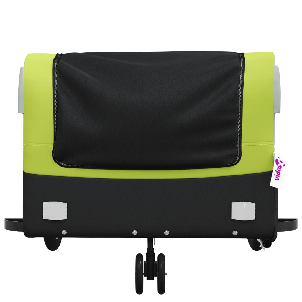 vidaXL Przyczepka rowerowa, czarno-zielona, 45 kg, żelazo