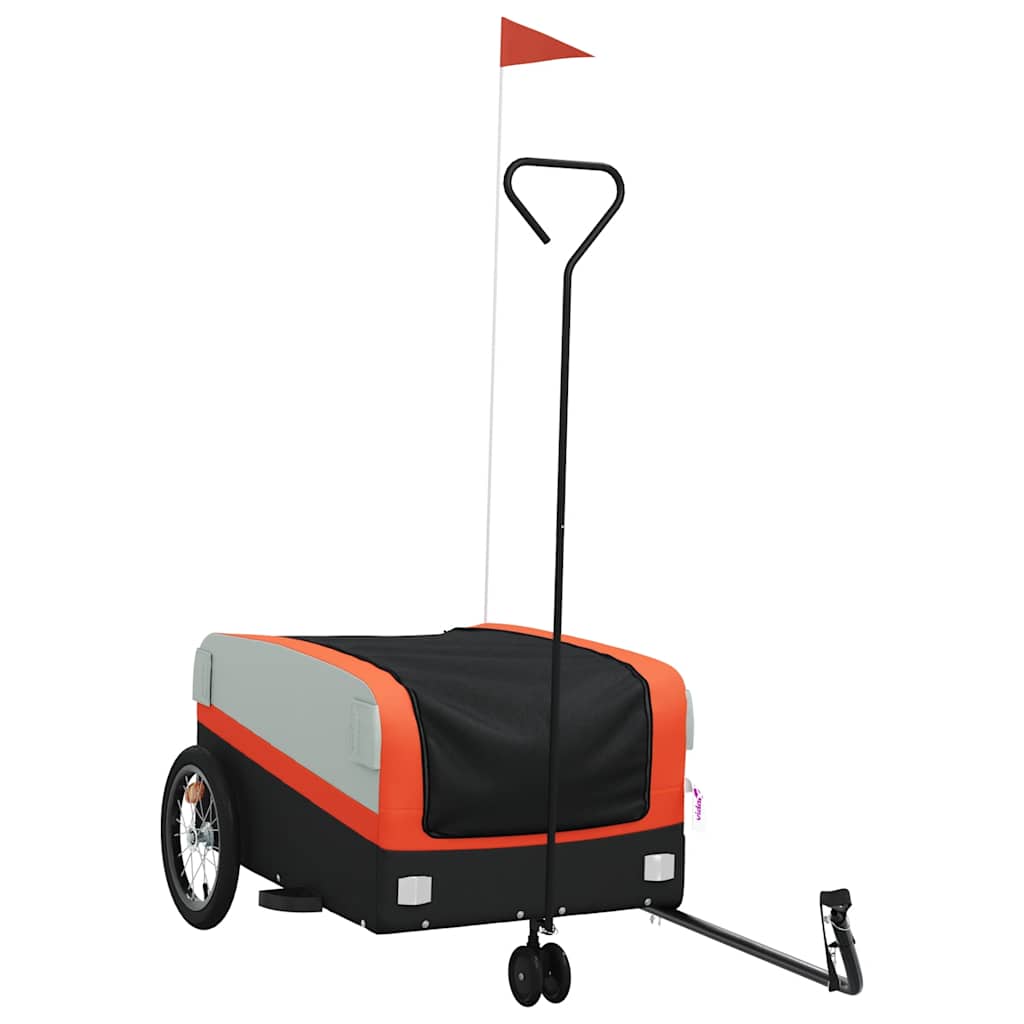 vidaXL Przyczepka rowerowa, czarno-pomarańczowa, 45 kg, żelazo