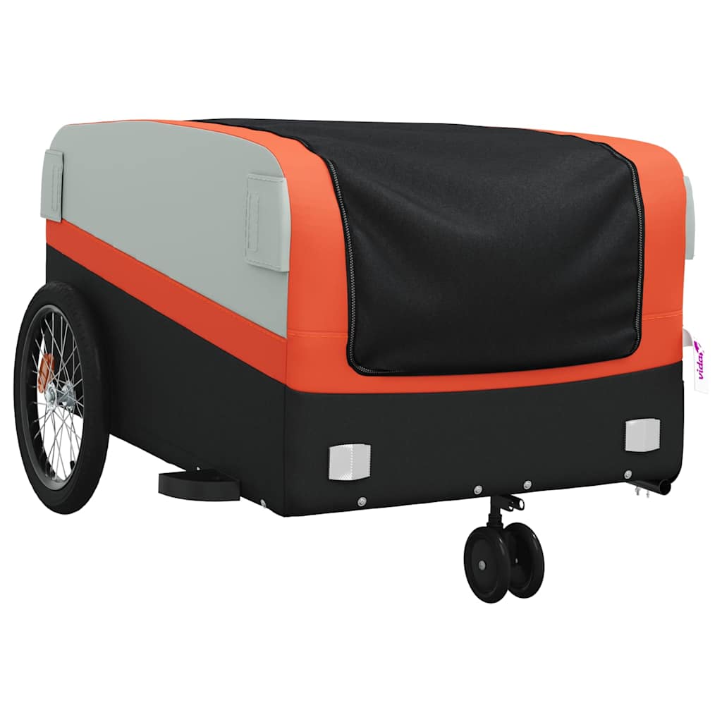vidaXL Przyczepka rowerowa, czarno-pomarańczowa, 45 kg, żelazo