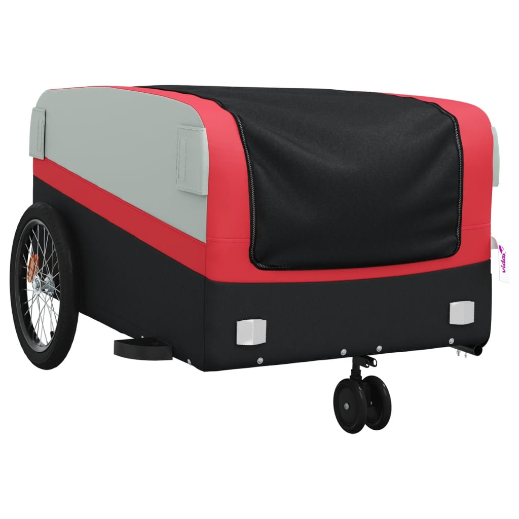 vidaXL Przyczepka rowerowa, czarno-czerwona, 45 kg, żelazo