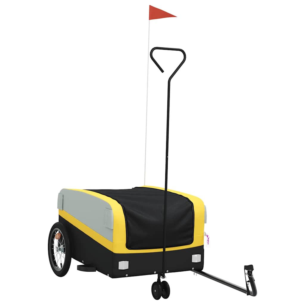 vidaXL Przyczepka rowerowa, czarno-żółta, 45 kg, żelazo