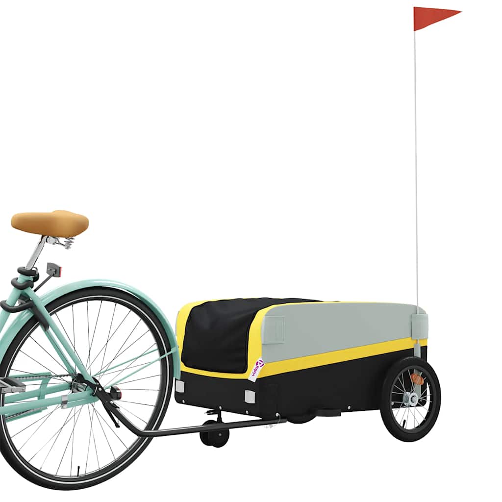 vidaXL Przyczepka rowerowa, czarno-żółta, 45 kg, żelazo