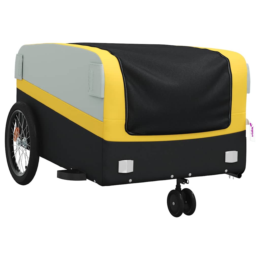 vidaXL Przyczepka rowerowa, czarno-żółta, 45 kg, żelazo