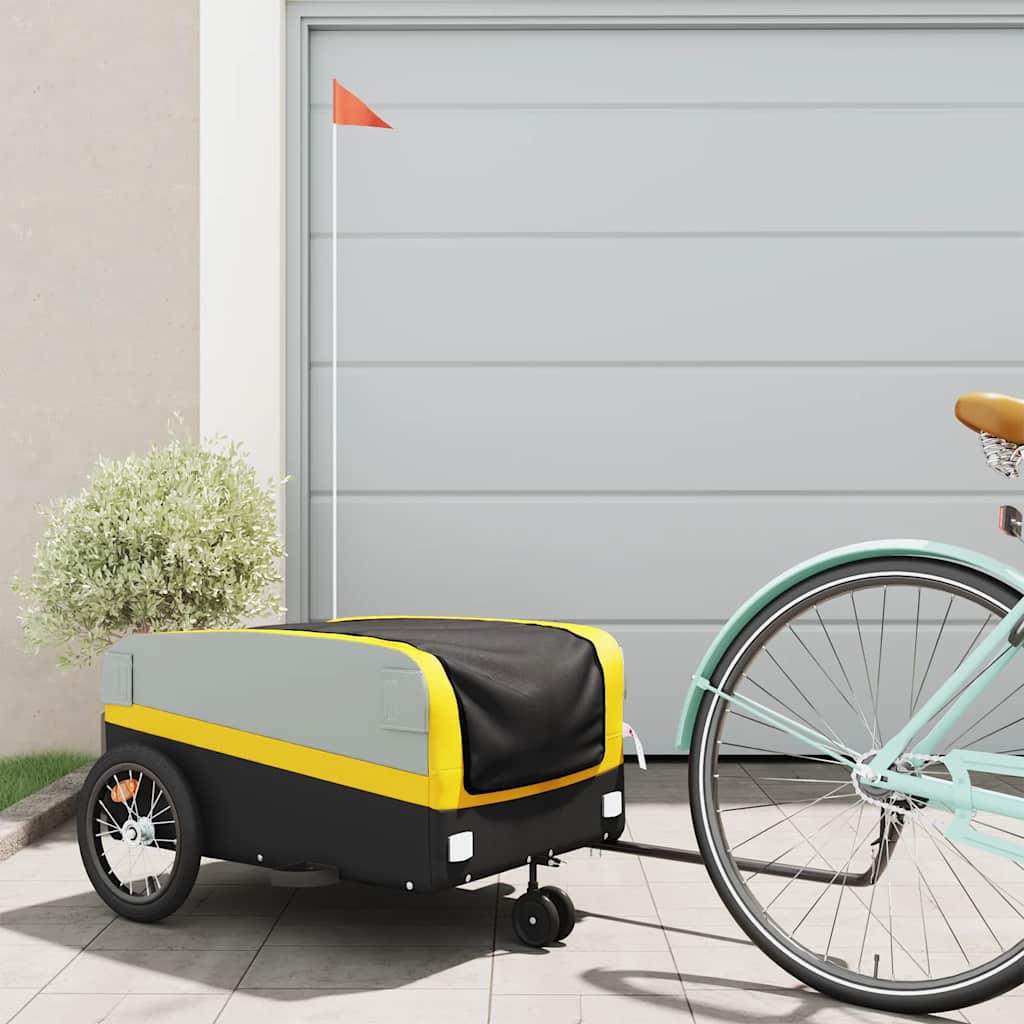 vidaXL Przyczepka rowerowa, czarno-żółta, 45 kg, żelazo