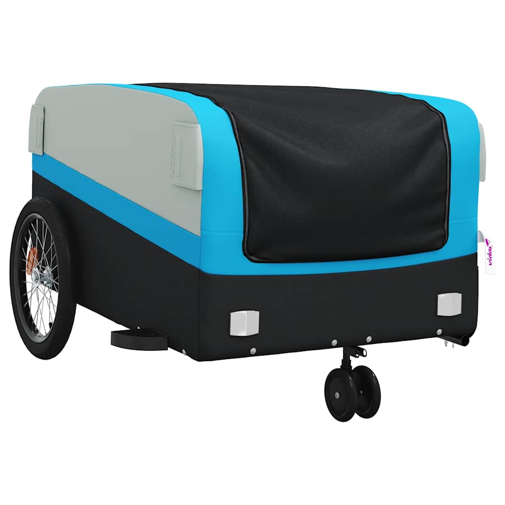 vidaXL Przyczepka rowerowa, czarno-niebieska, 45 kg, żelazo