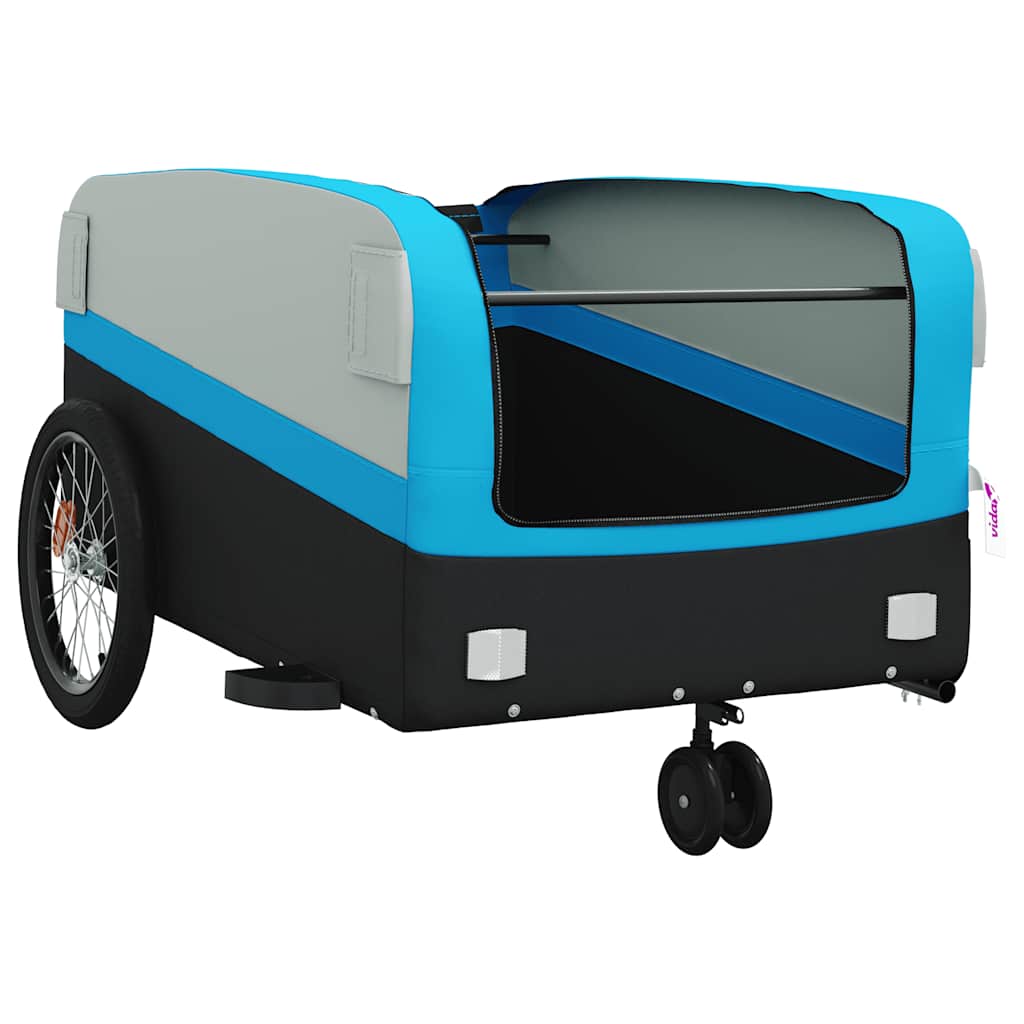 vidaXL Przyczepka rowerowa, czarno-niebieska, 45 kg, żelazo