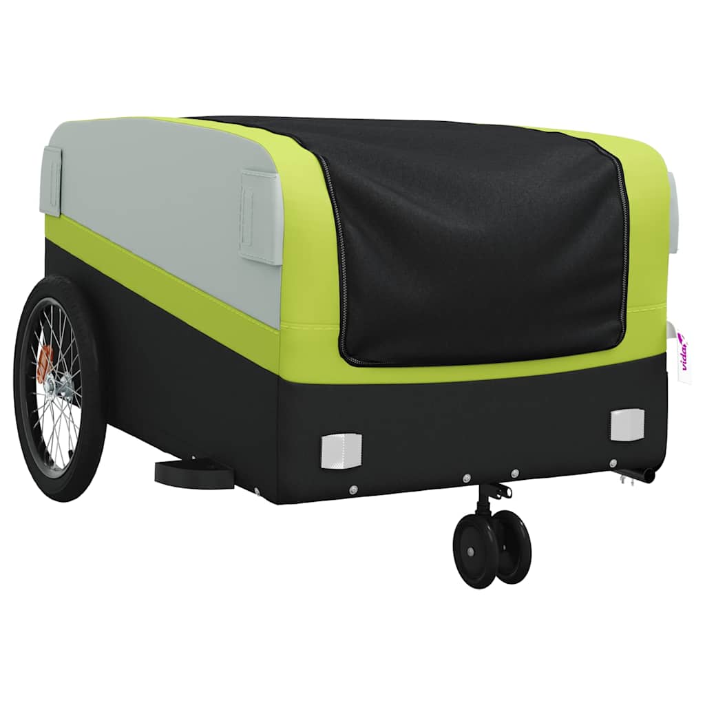 vidaXL Przyczepka rowerowa, czarno-zielona, 45 kg, żelazo