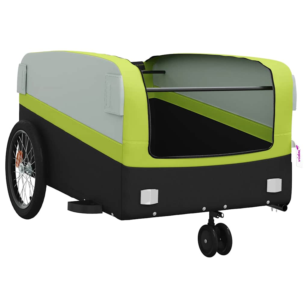 vidaXL Przyczepka rowerowa, czarno-zielona, 45 kg, żelazo