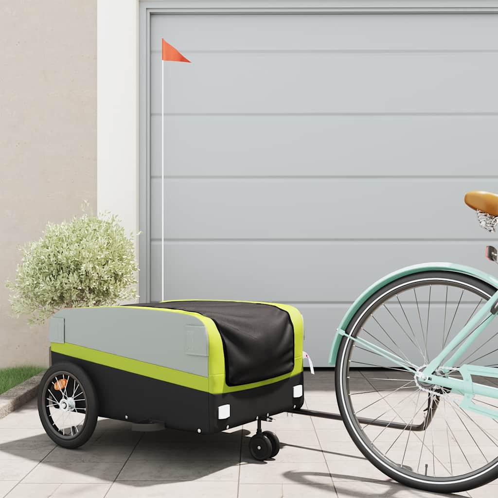 vidaXL Przyczepka rowerowa, czarno-zielona, 45 kg, żelazo