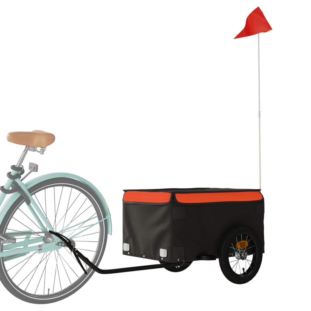 vidaXL Przyczepka rowerowa, czarno-pomarańczowa, 30 kg, żelazo