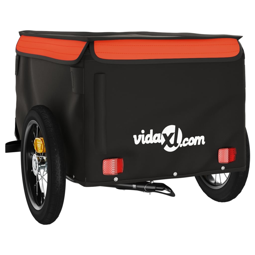 vidaXL Przyczepka rowerowa, czarno-pomarańczowa, 30 kg, żelazo