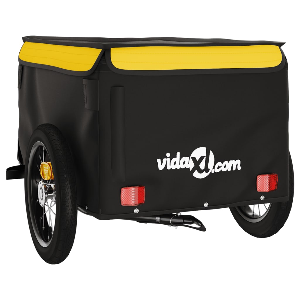 vidaXL Przyczepka rowerowa, czarno-żółta, 30 kg, żelazo