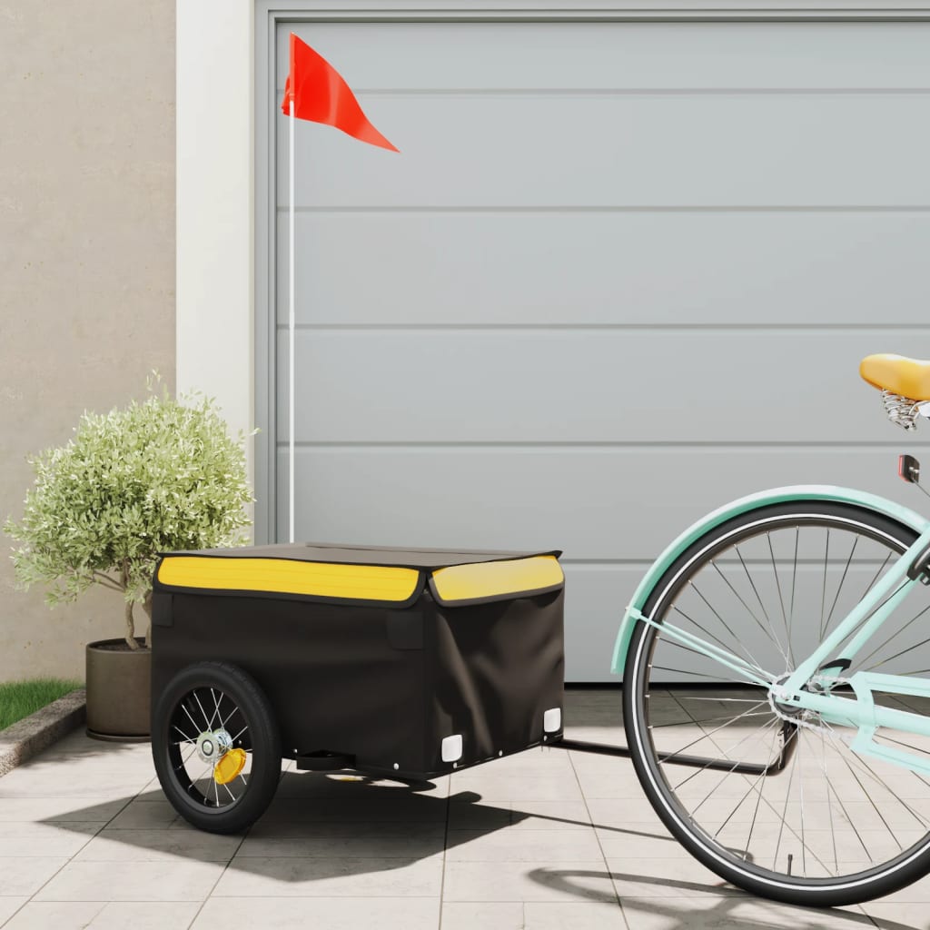 vidaXL Przyczepka rowerowa, czarno-żółta, 30 kg, żelazo
