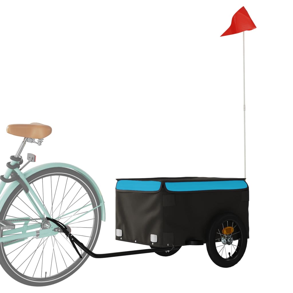vidaXL Przyczepka rowerowa, czarno-niebieska, 30 kg, żelazo