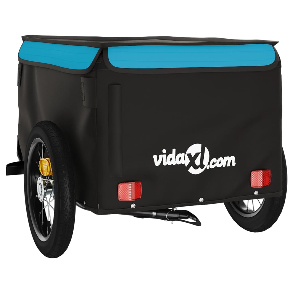 vidaXL Przyczepka rowerowa, czarno-niebieska, 30 kg, żelazo