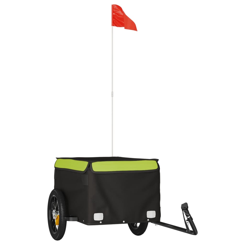 vidaXL Przyczepka rowerowa, czarno-zielona, 30 kg, żelazo