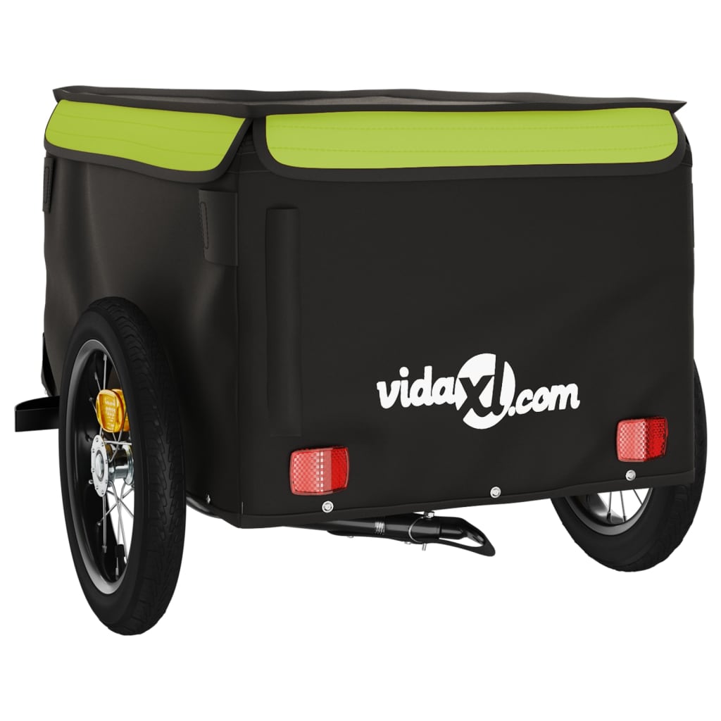 vidaXL Przyczepka rowerowa, czarno-zielona, 30 kg, żelazo