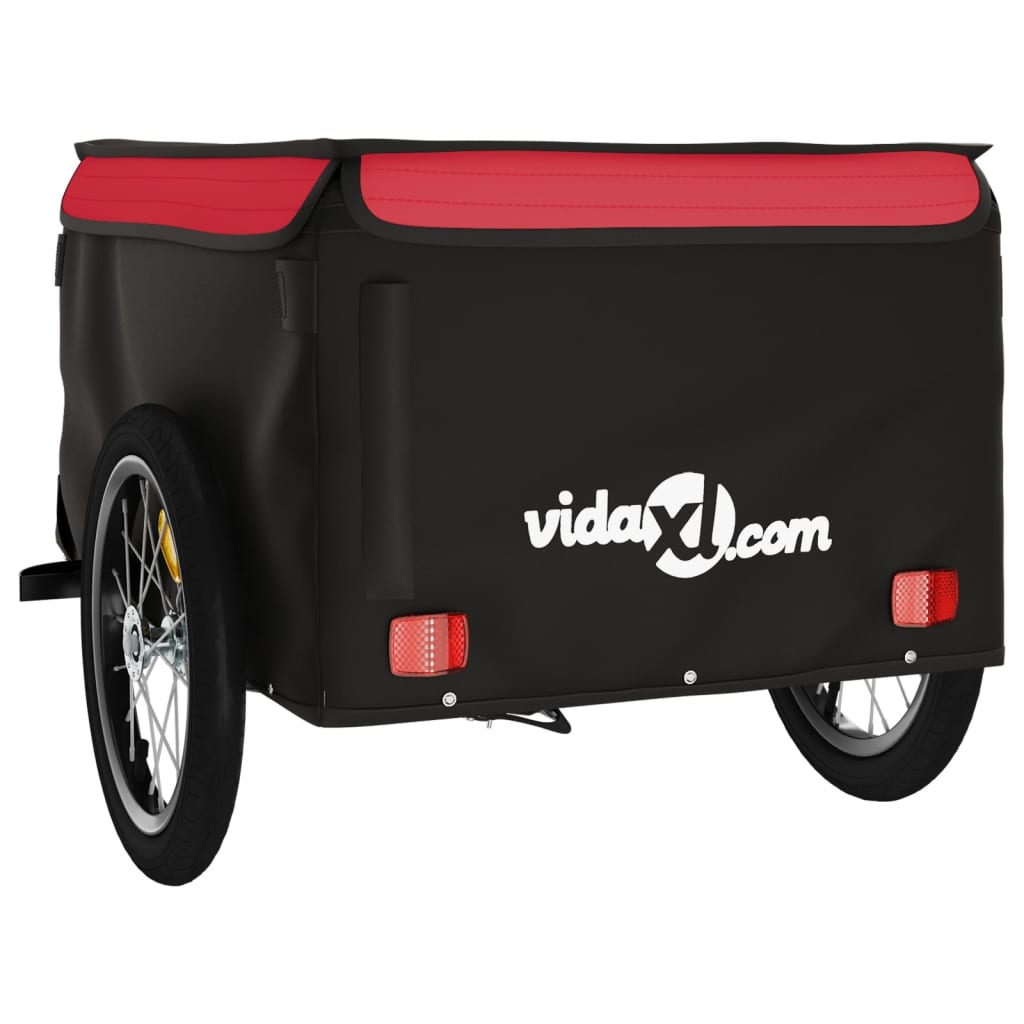 vidaXL Przyczepka rowerowa, czarno-czerwona, 45 kg, żelazo